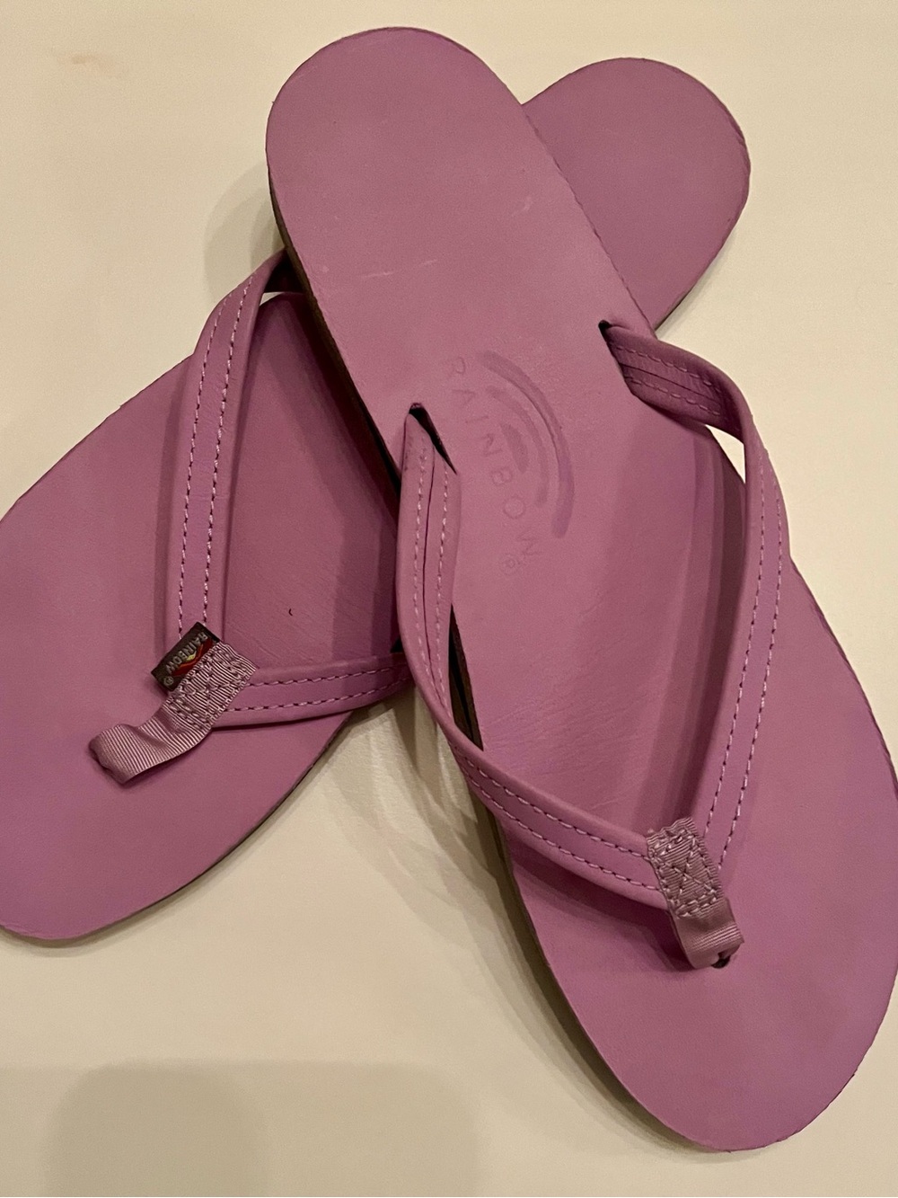 Rainbow Women's Lilac Leather Flip Flops - Picture 2 of 6